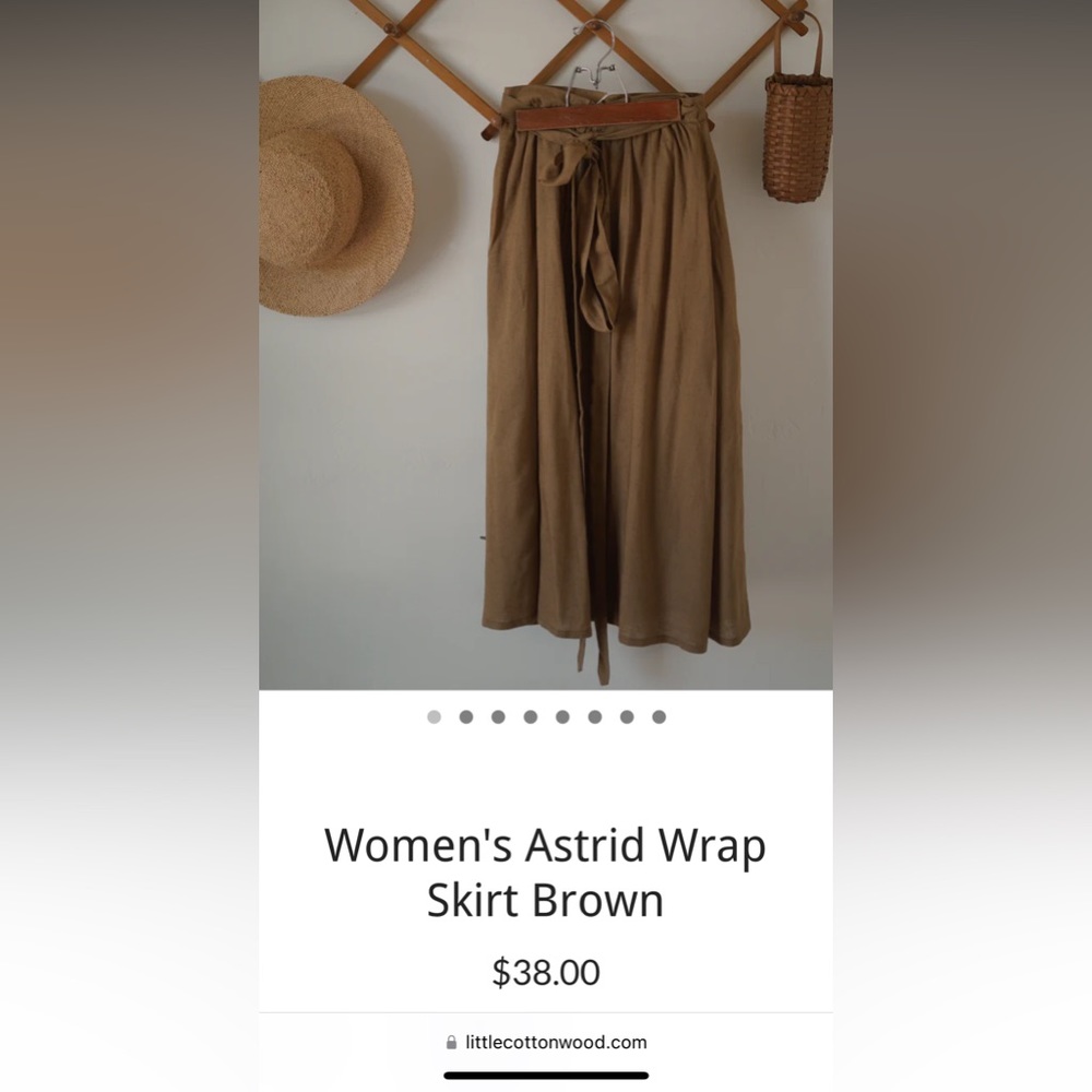 NWT Little cottonwood linen brown wrap skirt size medium